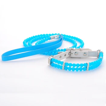

UV Rays Luminous Bead Dog Leash Set Dog Strap Rope PU Puppy Collar For Small Medium Dogs Cats