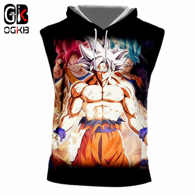 

OGKB 2018 Street vest men's Dragon Ball Z 3D Print Dark Goku Anime Hooded