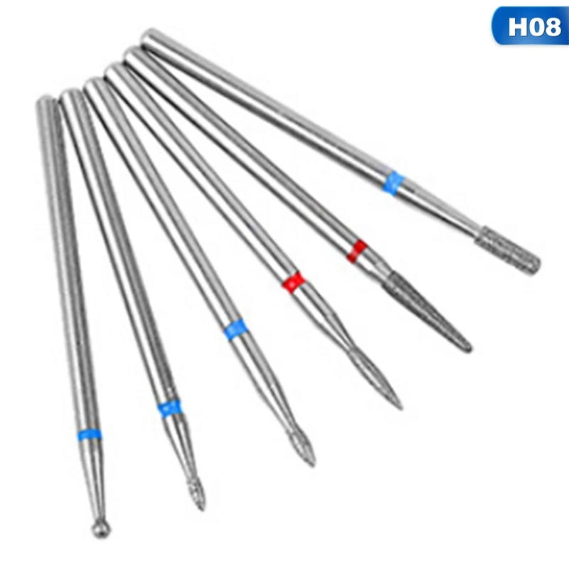 6pcs/bag Diamond Silicone Nail Drill Bit Set Electric Machine Burrs Accessories Milling Cutter for Manicure Remove Nail Gel Tool