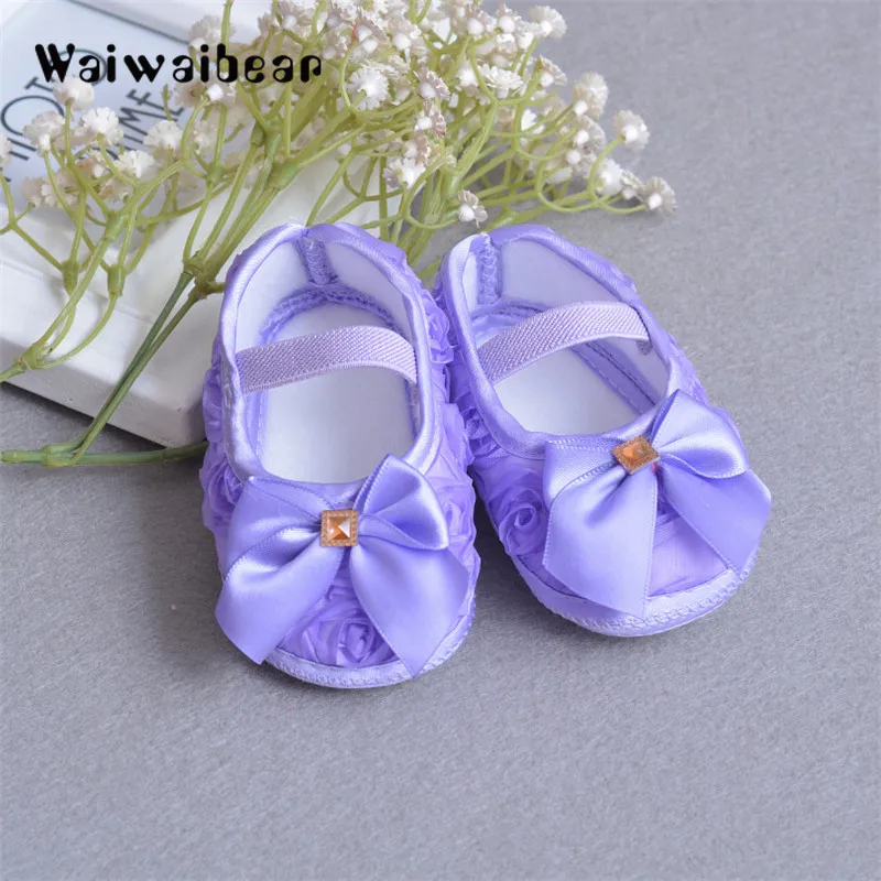 Non-slip Soft Bottom Baby Shoes Elastic Band Walking Anti-slip Soles Baby First Walker Hand-Made Butterfly-knot Toddler Shoes