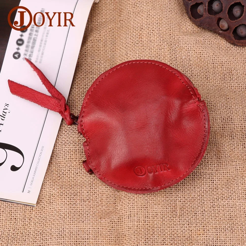 

JOYIR Genuine Leather Women Coin Purses Mini Small Coin Wallets Kids Girls Cute Zipper Coin Pouch Round Key Pack Kawaii Wallet