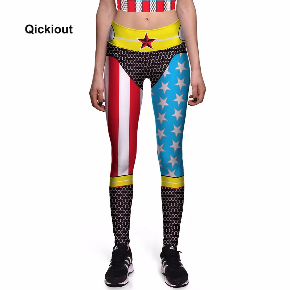 

Qickitout Leggings 2017 Wholesales Product Style Captain America pentacle yellow waist Pants Female Clothes Ropa Mujer plus size