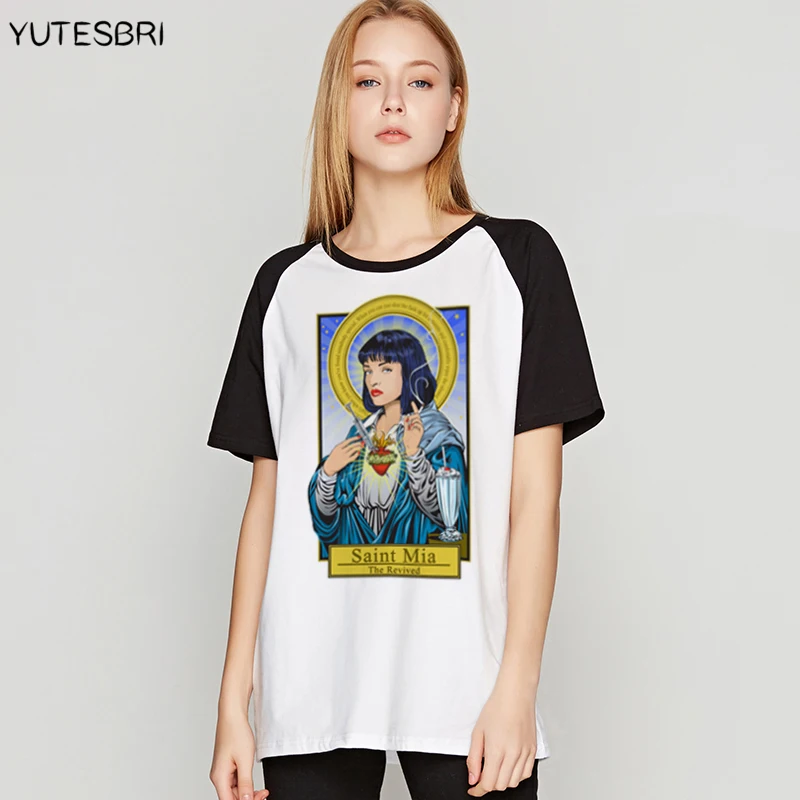 

Catholicism Womens clothing Movie Pulp Fiction Summer raglan t shirt Female streetwear casual Tee Shirt women christmas poleras