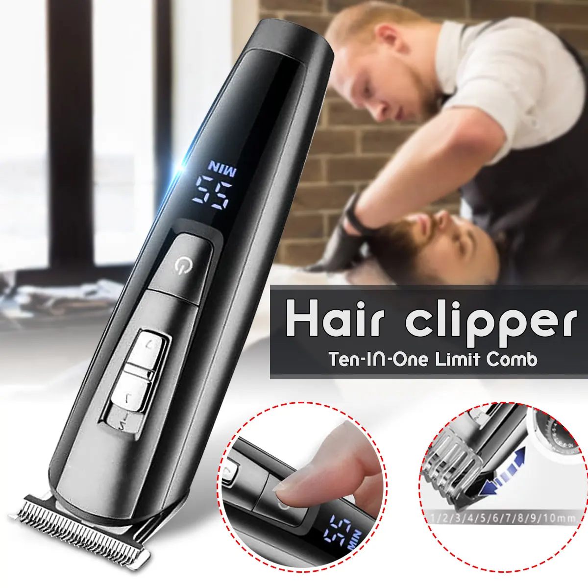 

Powerful Hair Clipper Professional Hair Trimmer for men 10 IN 1 Fast Charging Electric Cutter Hair Cutting Machine Salon Tool