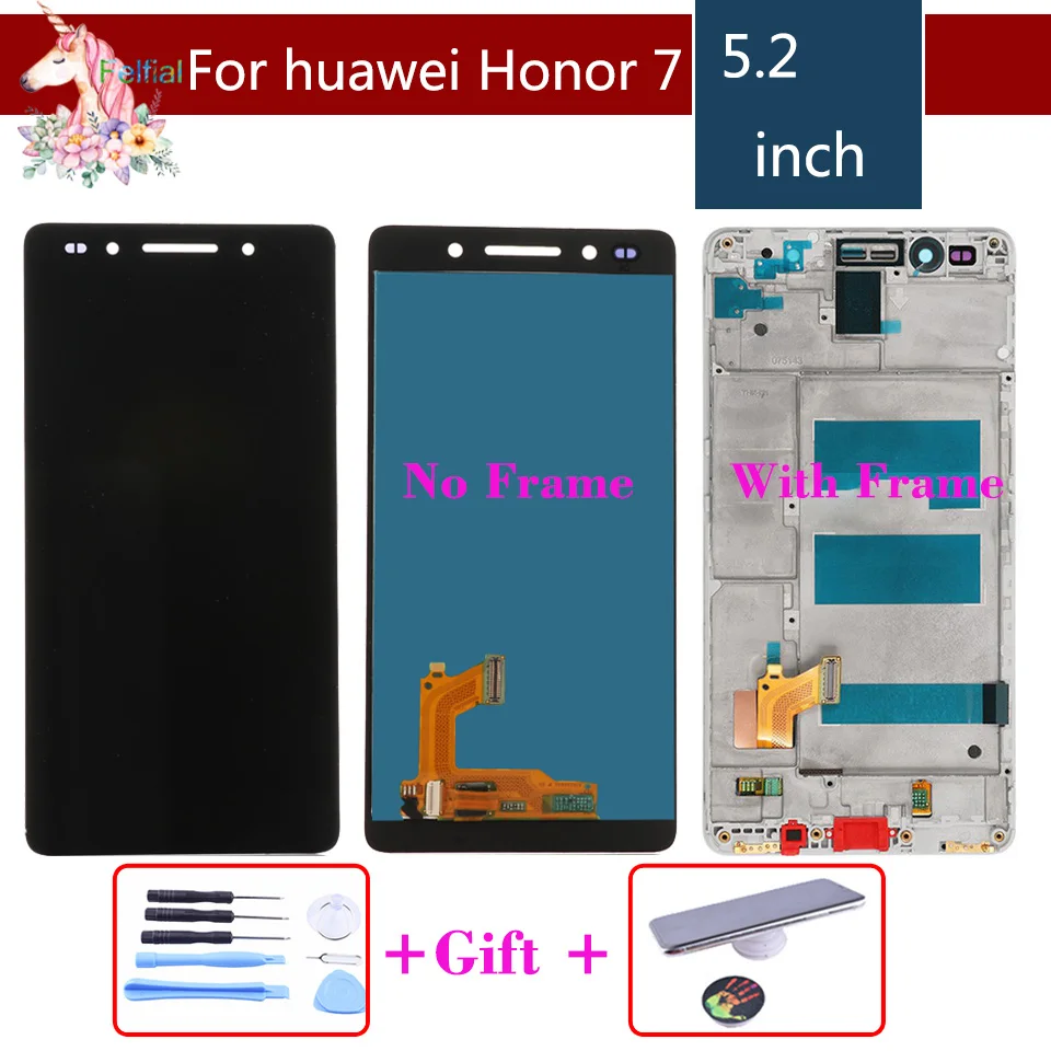 

5.2" IPS LCD For HUAWEI Honor 7 LCD Display Touch Screen Digitizer with Frame for Honor7 original LCD Display Replacement+Gift