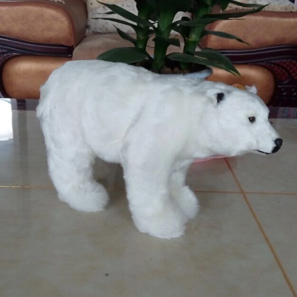 

Fancytrader Big Cute Simulation Polar Bear Toys Handicraft Lovely Realistic White Polar Bear Doll Gift Decoration 31x18cm