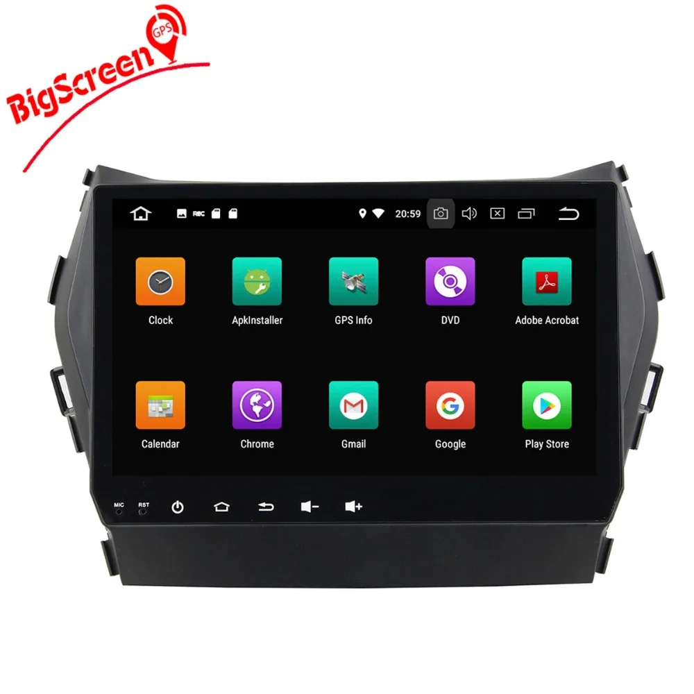 Sale Bigscreen Android 8.0 car DVD octa Core 4GB RAM 32GB rom multimedia player for hyundai IX45 santa fe 2014+ gps stereo head units 1