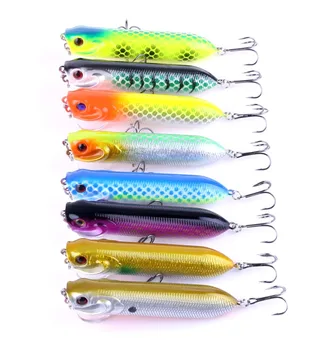 

Popper Lure On Sale 8Pcs 9.5cm 16.5g Artificial Fishing CrankBait Top Layer Soft Plastic Swisher Colorful Tackles Hook 3D Eyes