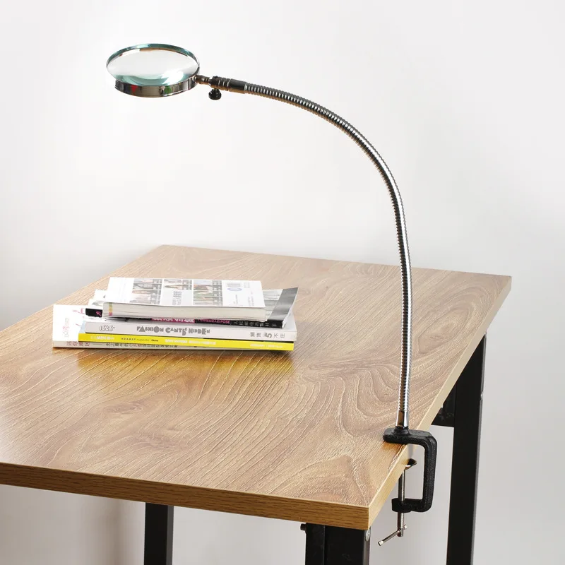 online Pastas De Plástico Grampo De Mesa De Mesa De Ampliação Lupa quente Pescoço Flexível de Metal Cavalo 3X100mm Repaire Lupa Lente Lupa