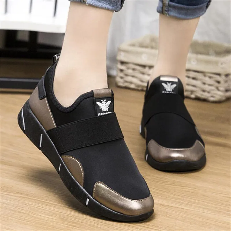 

2019 Spring Fashion Women Sneakers Vulcanized Shoes Ladies Casual Shoes stretch fabric Breathable Walking sneakers