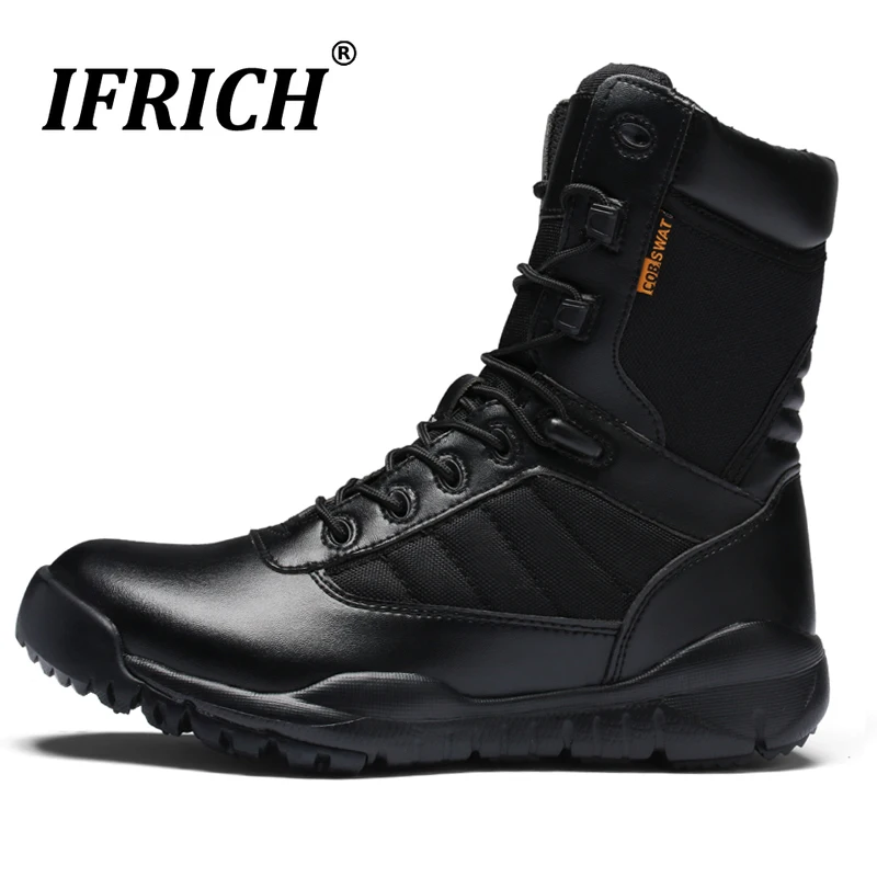 

New Luxury Men Military Boots Leather Youth Men Motorcycle Boots Big Size Shoes For Men Designer Military Tactical Training Boot