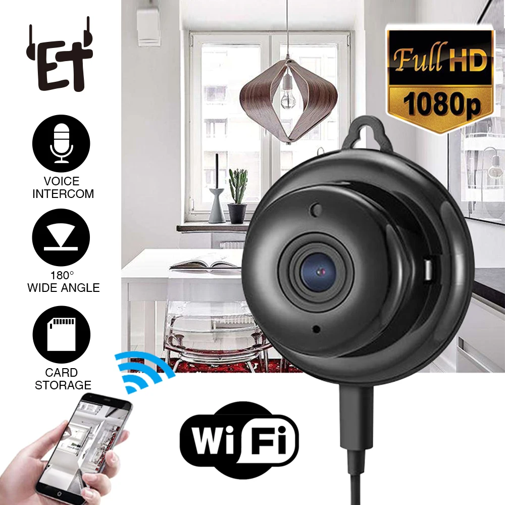 

ET Wireless Mini Camera 2.1mm Lens Night Vision Baby Monitor 720P Motion Detector Home Security Mini Wireless Wi Fi Camera