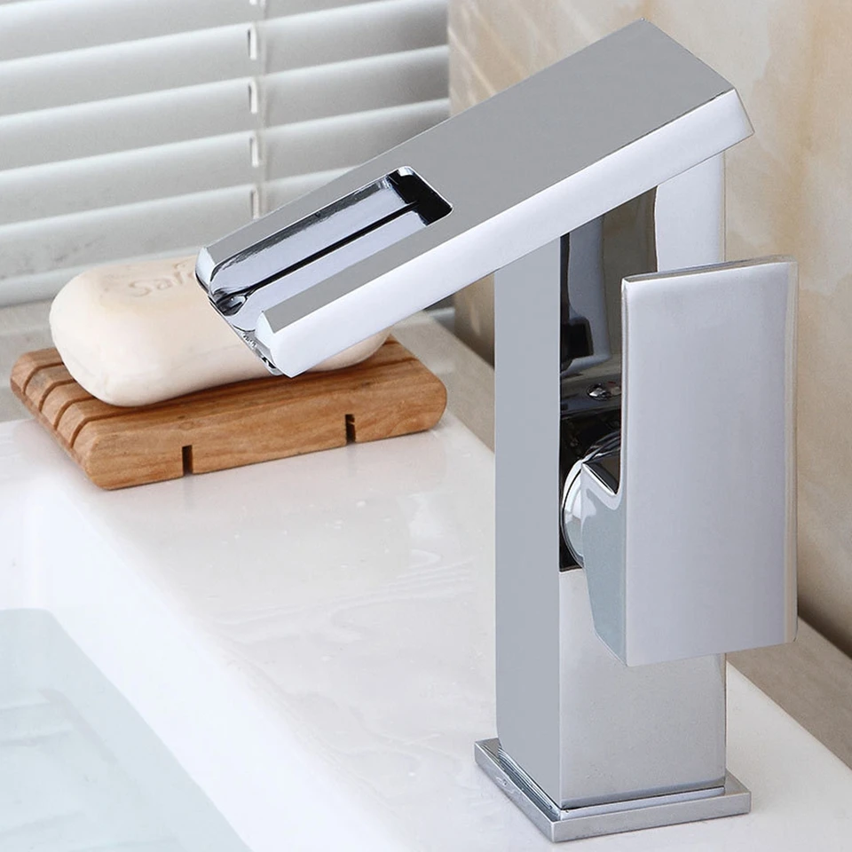 

LED Basin Faucets with Rubber Design Chrome Mixer Faucet for Basin Single Handle Pull Down Deck Mounted Crane for Sinks Taps