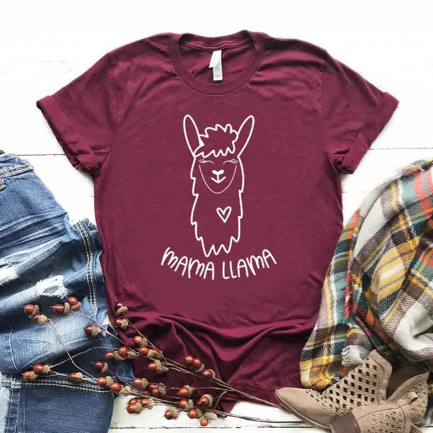 Mama Llama женская футболка хлопковая Повседневная хипстерская забавная футболка подарок леди Yong Девушка Топ Футболка Прямая поставка ZY-309