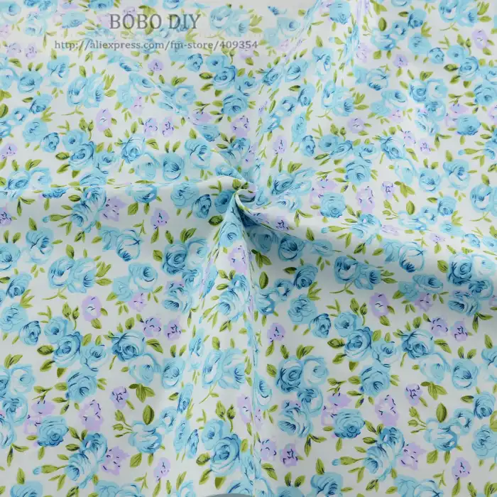 Termila 50cmx160cm Piece Light Blue Rose Cotton Fabric Home Textile Dress Sewing Bedding Tilda Patchwork Quilting Clothing Quilt Single Clothingquilted Leggings Aliexpress