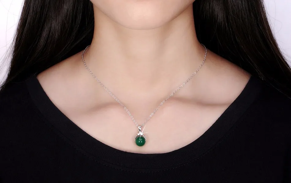 ORSA JEWELS модные 925 пробы серебряные ожерелья с подвесками с блестящим зеленым натуральным камнем для женщин подлинный Серебряный подарок SN01