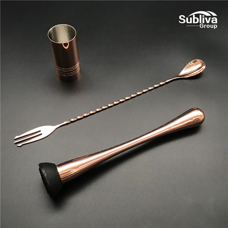 

3- Pieces Muddler Bar Cocktail Muddler Set With Muddler, Cocktail Spoon, Jigger Muddler Bar Tool Set Cocktail