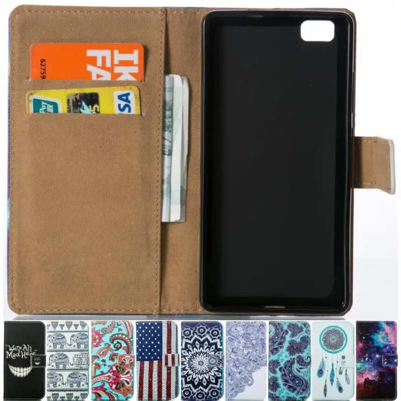 

Case For Huawei P8 Lite 2015 Cover Flip PU Leather Phone Wallet Case P8Lite P8 Mini 2015 Floral Shockproof Skin Stand Bags P23Z