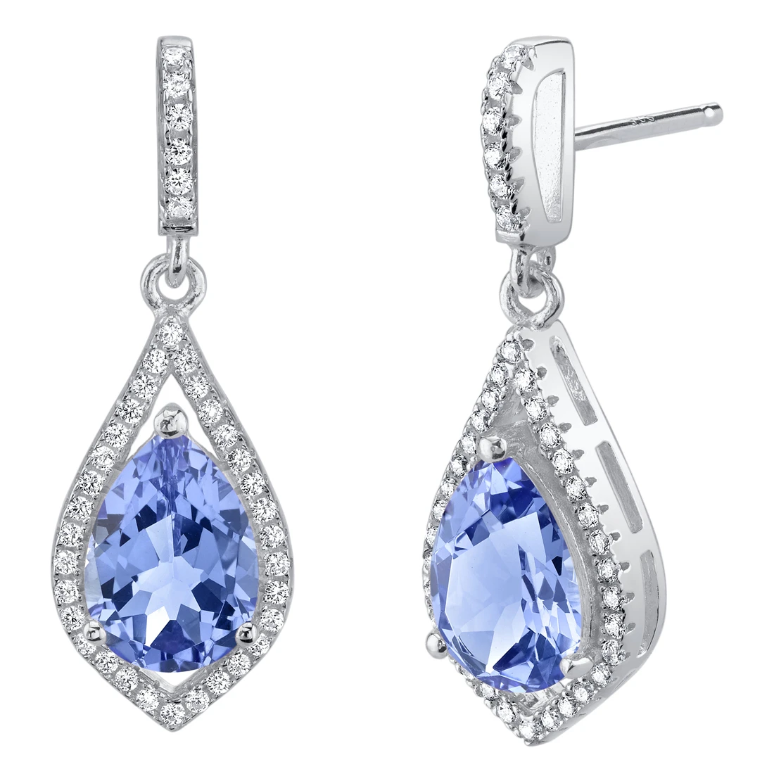 Oravo Simulated Tanzanite Sterling Silver Tear Drop Eden Earrings