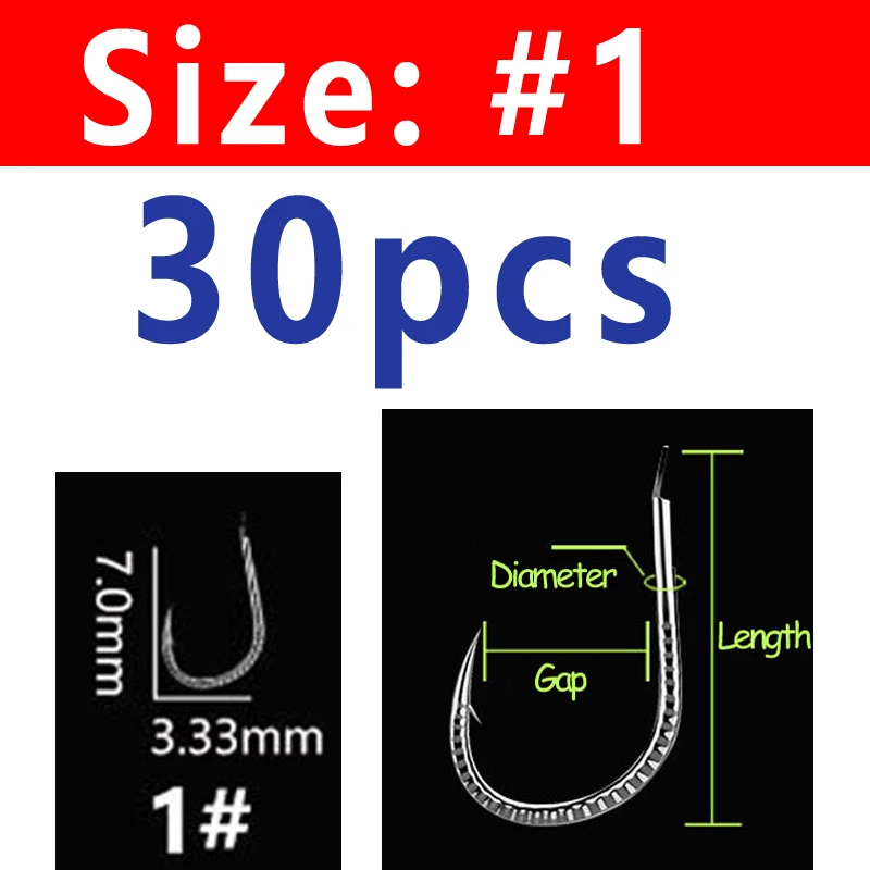 Wifreo 30PCS Silver Color Strong Carp Fishing Hook Barbed Dragon Scale Fish Hook Size 1~ Size 13 Herring Grass Carp Hooks - Цвет: Size 1 30pcs