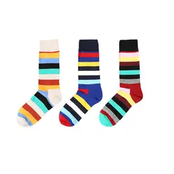 ChamsGend/Новые модные женские хлопковые носки в полоску с разноцветным принтом, яркие Повседневные носки, дизайнерские носки, Прямая поставка