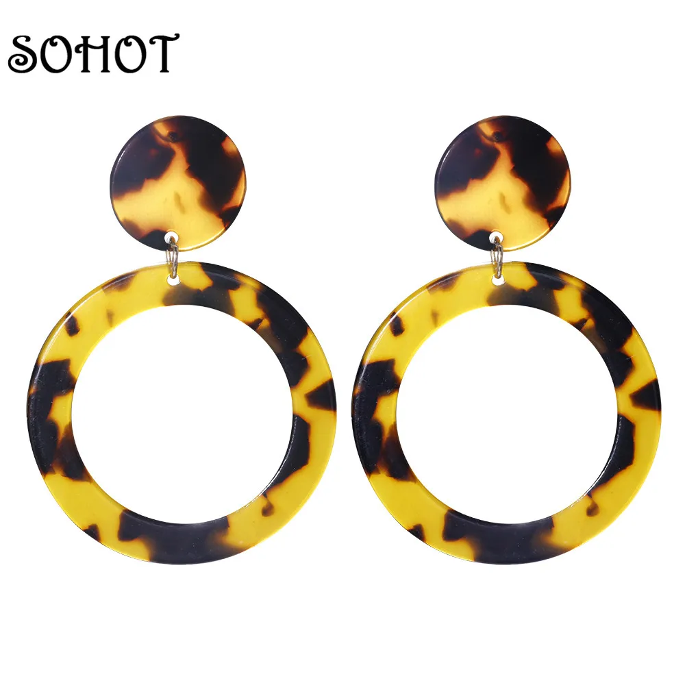

SOHOT Trendy Leopard Print Women Hoop Earrings Acetic Acid Tortoiseshell Niche Brincos For Lady Ordinary Accessories Gift