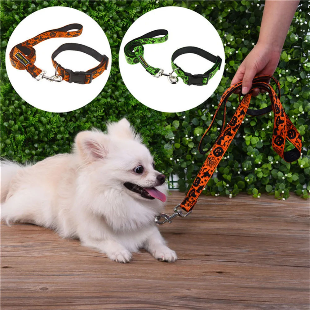 

Festival Halloween gift pet Collar Traction Rope Suits for Dogs multi patterns Pet dog Connector belt cat puppy collar leashes
