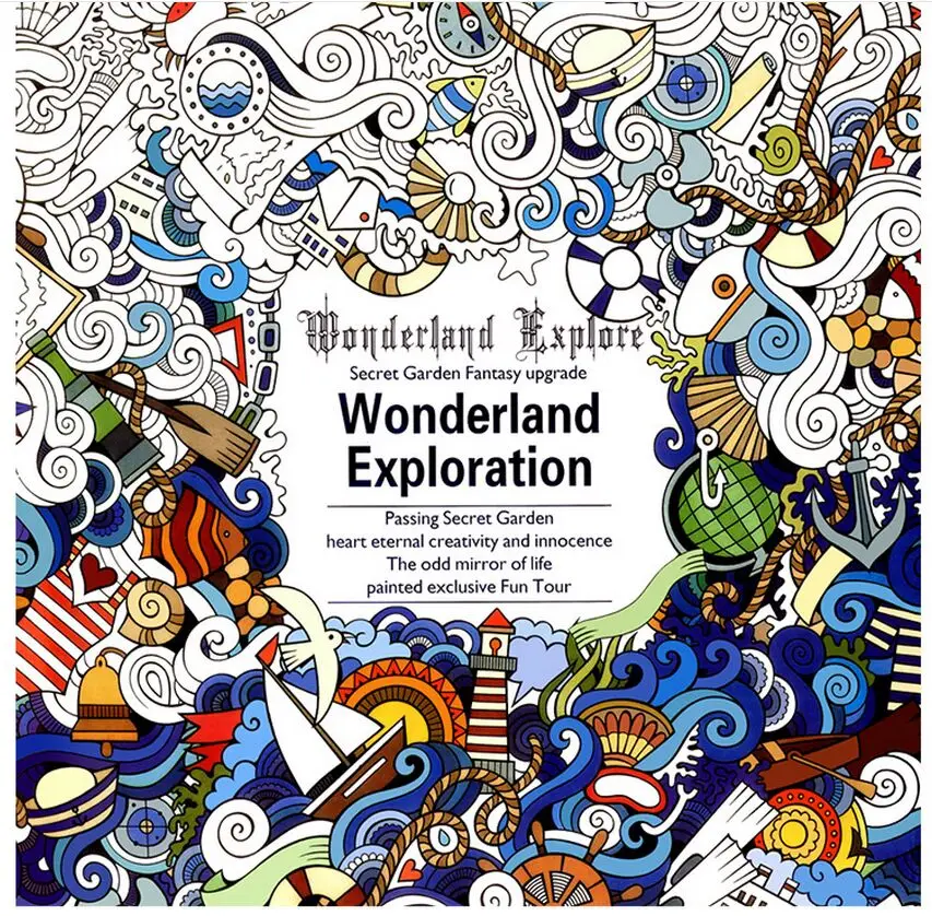 1 PCS 24 Pages English Version Wonderland Exploration Coloring Book For Adult Relieve Stress Graffiti Drawing Art In Books From Office School