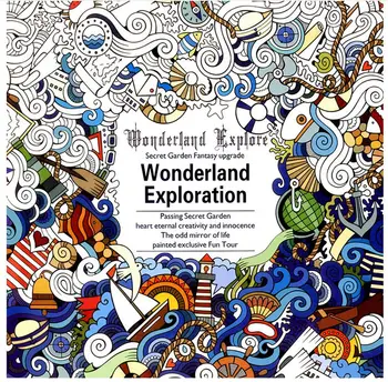 

1 PCS 24 Pages English Version Wonderland Exploration Coloring Book For Adult Relieve Stress Graffiti Drawing Art Book