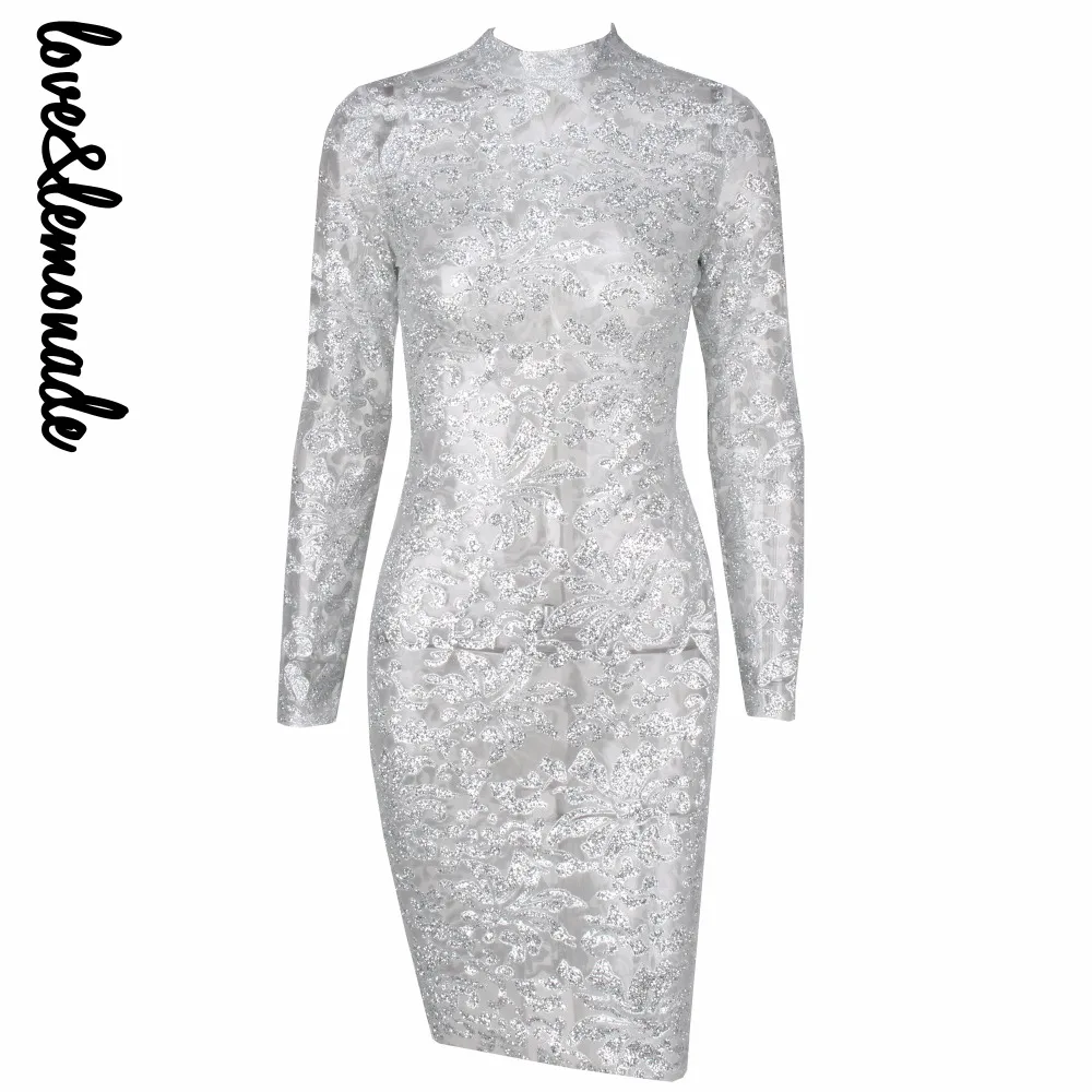 

Love&Lemonade Perspective Silver Flower Beads Party Dress LM0021 Autumn/Winter