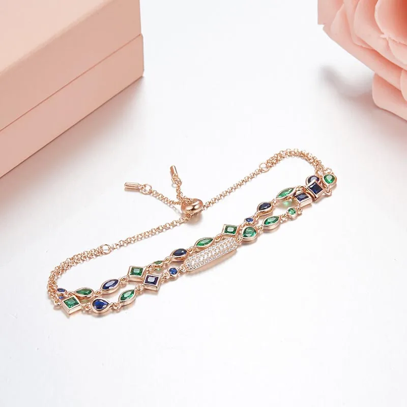 Rosso Alberi di Marca Gioielleria Raffinata Reale 925 Bracciali In Argento Sterling Con Pietre Multicolor Moda di Lusso delle Donne Del Braccialetto A Catena