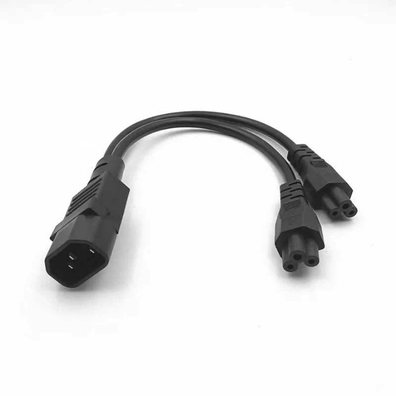 

Power Y Type Splitter Adapter Cable Single IEC 320 C14 Male to Dual C5 Female Short Cord for Computer host display 0.32M