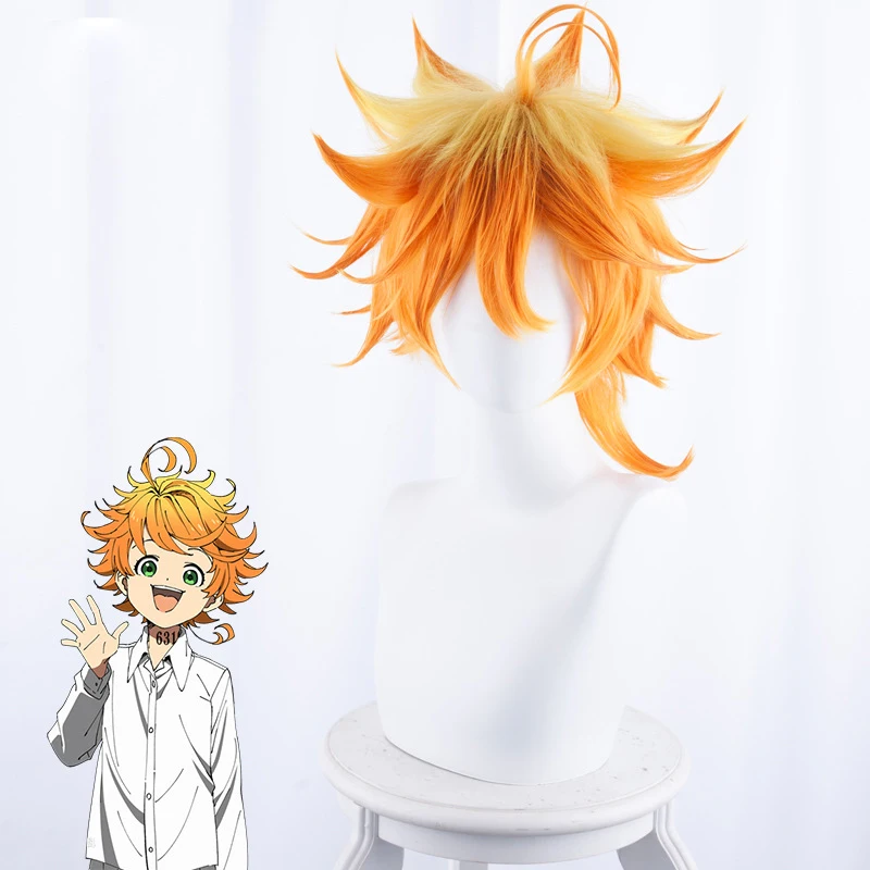 

New Anime The Promised Neverland Emma Cosplay Hair 33CM Cosplay Brown Headwear Heat Resistant Synthetic Perucas