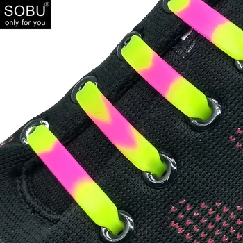 

12pcs/lot colorful mixcolor no tie ealstic silicone shoelaces lazy shoe laces N014