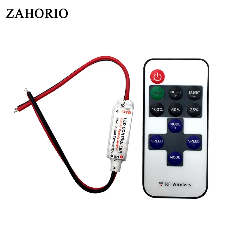 Светодиодный Одноцветный контроллер полосы DC12 24V DC/проводной разъем + 11key RF
