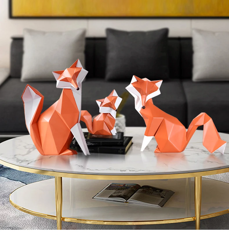 Table Decoration Accessories Fox Statue Sculpture Home Decor Modern Animal Figurine Living Room Office Desk Decorations Art (2)