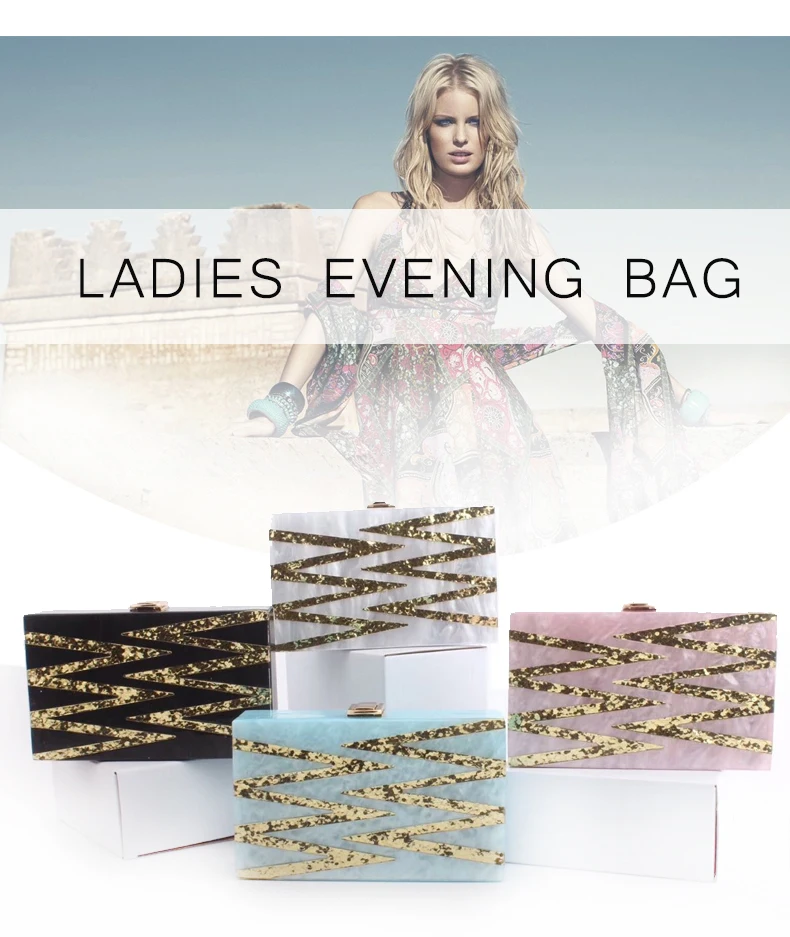 Keevip Acrylic Ripple Pattern Glitter Clutch Purse Available Colors