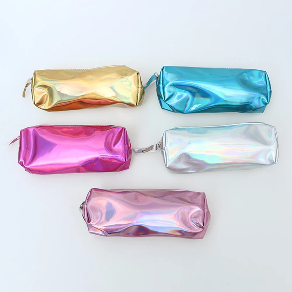 

1PC New Fashion Portable Large Capacity Laser Purse Pencil Case Cosmetics Makeup Bag Holographic Hologram Metallic Color
