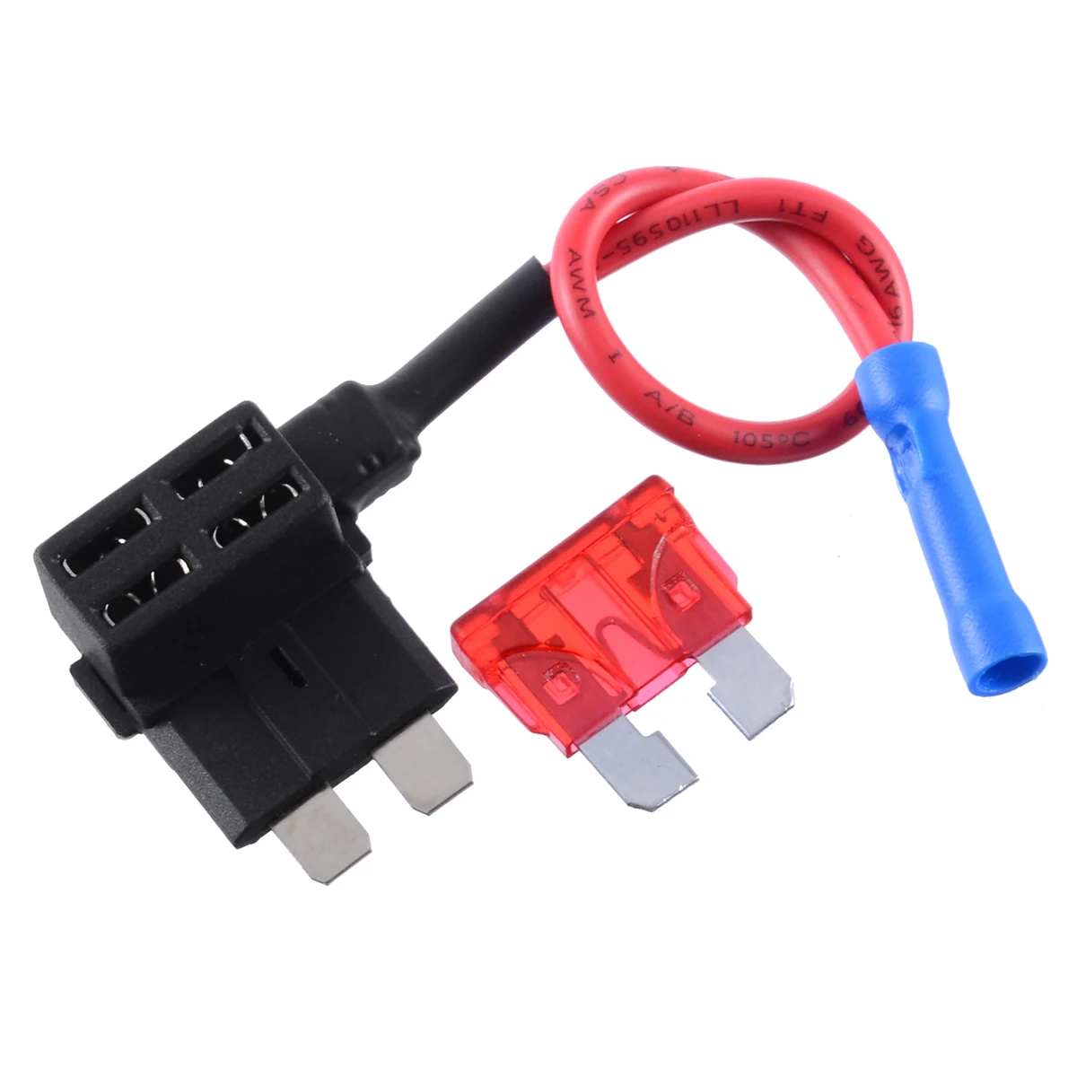 Mayitr 2Pcs/Set 12V Fuse Holder Add A Circuit Fuse Tap Standard Blade Fuse Holder ATO ATC with 10A Blade