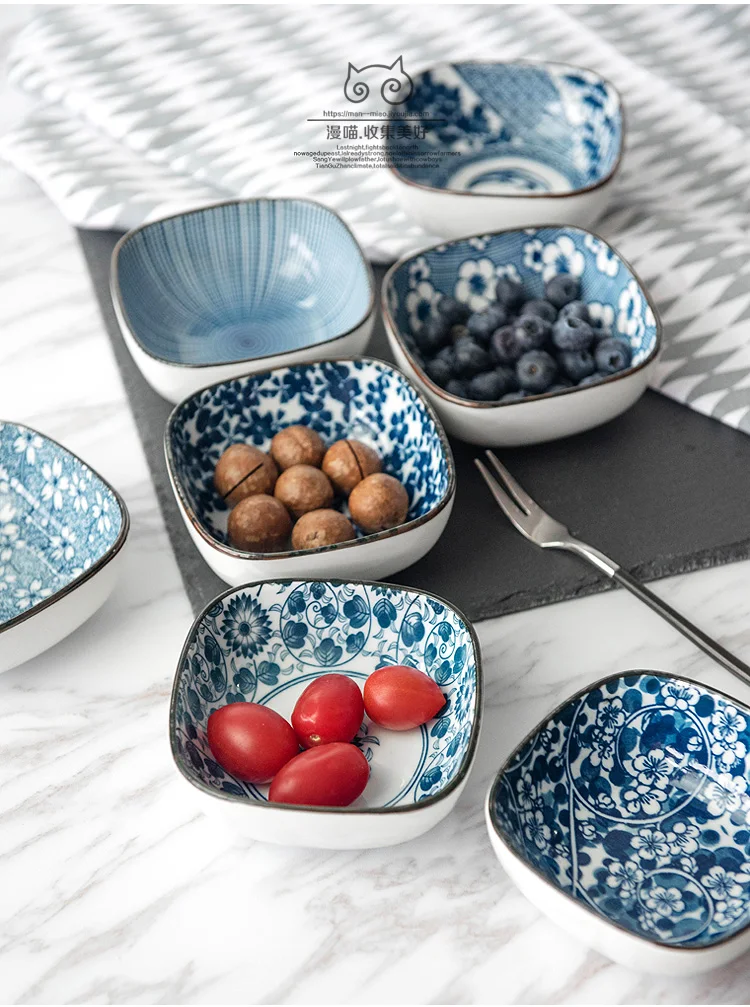 

Pack of 2 pcs Japanese Bowls Creative Hand-painted Dessert Sauce Bowl Ceramic Underglaze Tableware