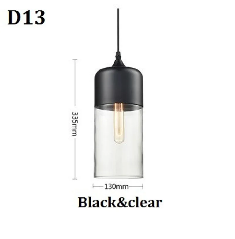 LukLoy светодиодный скандинавский промышленный стеклянный подвесной светильник Ретро Лофт гостиная кухня столовая подвесной стеклянный светильник американский ретро - Цвет корпуса: D1