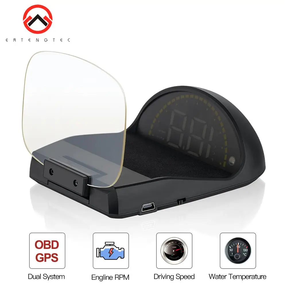 

Car HUD Head Up Display OBD2 GPS Speedometer Overspeed Warning Windshield Projector Alarm System On-Board Computer Dual System