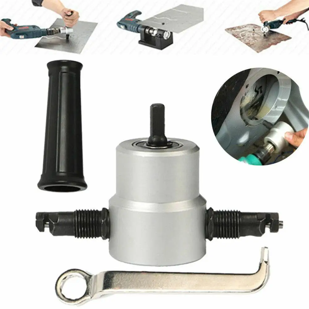 

Home Hand Tools Double Headed Sheet Metal Cutting Nibbler With Wrench Cutting Machine Hand Tool