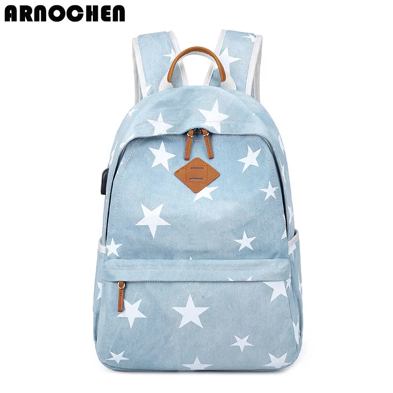 fashion casual high school student backpacks girl canvas backpack