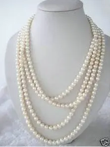 

100" LONG true WHITE FRESHWATER PEARL NECKLACE 7-8mm