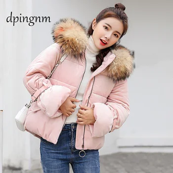 

Winter Jacket Women New 2019 Coats Artificial raccoon hair collar Female Parka black Thick Cotton Padded Lining Ladies M-XXL