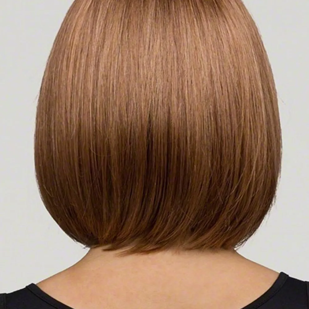 Sexy Women's Full Bangs Wigs Short Wig Straight Female Gradient Color Hair Cosplay Party Hairnet