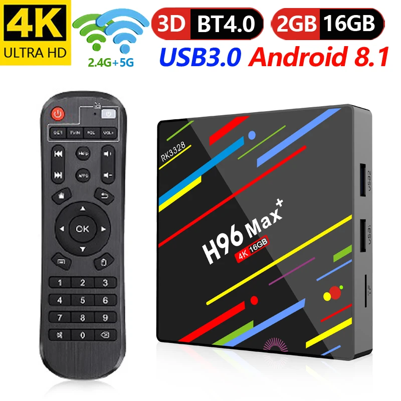 H96 Max Plus Android 8 1 ТВ приставка WiFi RK3328 Смарт android 2 ГБ + 16 Гб четырехъядерный 4 K