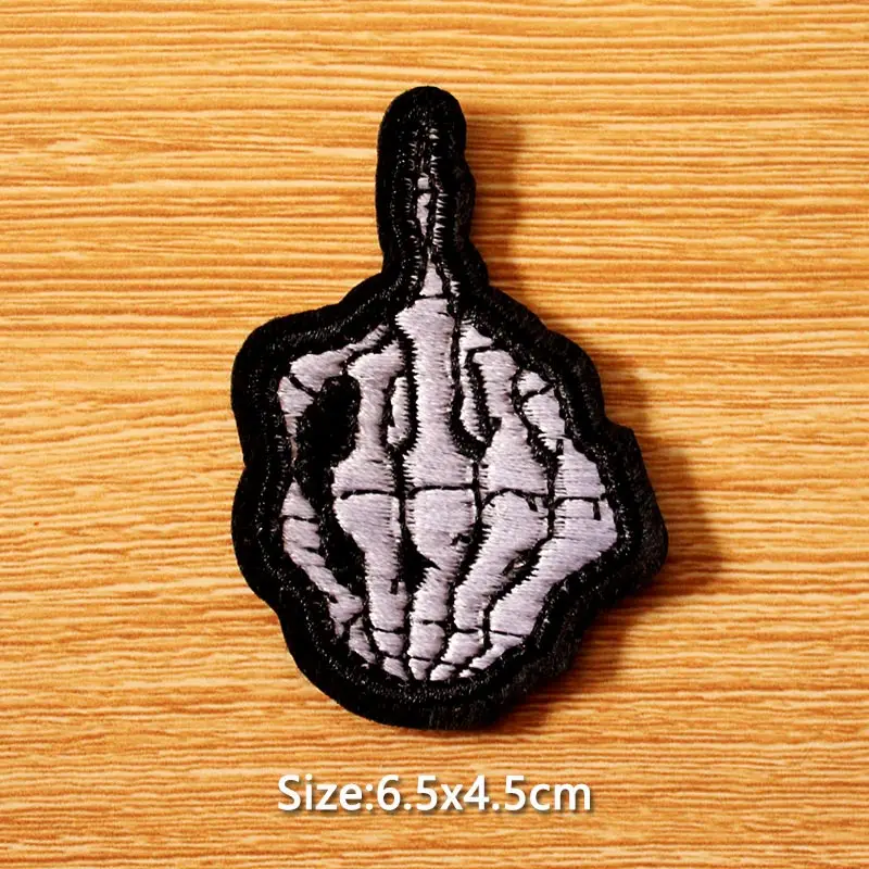 DIY Punk Skull Patch Embroidered Patches For Clothing Iron On Patches On Clothes Rock Hippie Patch Biker Badges Black Applique