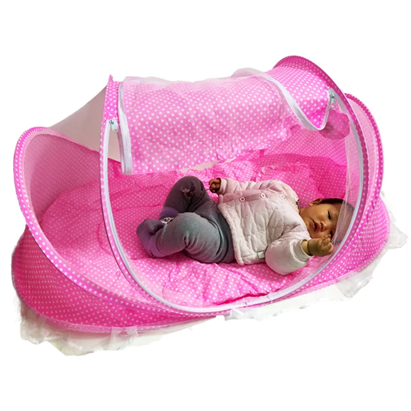 

0-3 Years Old Children Baby Bedding Crib Netting Folding Baby Mosquito Nets Bed Mattress Pillow 4 Pieces Suit
